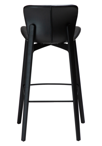 DAN-FORM Paragon Barhocker, mit Rückenlehne und Fußstütze - Vintage schwarzes Kunstleder und schwarzes Eschenholz