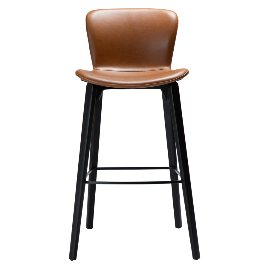 DAN-FORM Paragon barkrakk, med ryggsttte og fotsttte - vintage lysebrunt kunstskinn og svart asketre