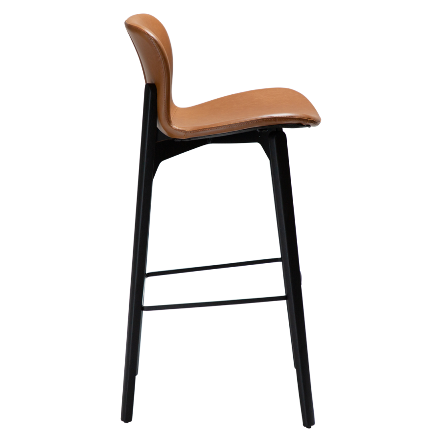 DAN-FORM Paragon barkrakk, med ryggsttte og fotsttte - vintage lysebrunt kunstskinn og svart asketre