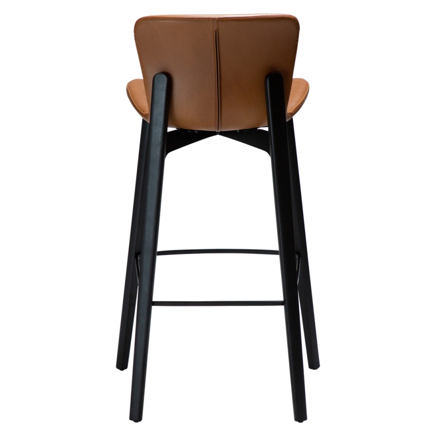 DAN-FORM Paragon barkrakk, med ryggsttte og fotsttte - vintage lysebrunt kunstskinn og svart asketre