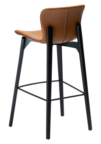 DAN-FORM Paragon barkrakk, med ryggsttte og fotsttte - vintage lysebrunt kunstskinn og svart asketre