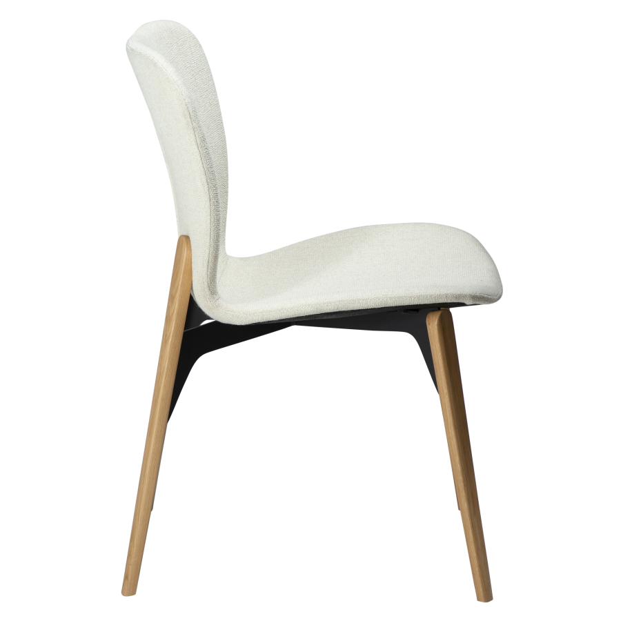 DAN-FORM PARAGON Stol Benhvit bouclstoff med eikeben