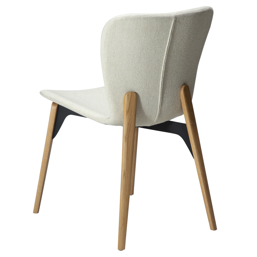 DAN-FORM PARAGON Stol Benhvit bouclstoff med eikeben