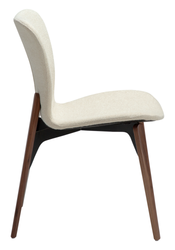 DANFORM Paragon Esszimmerstuhl - matter Mandel-Bouclé-Stoff mit Glitzer und Walnuss-Eschenholz