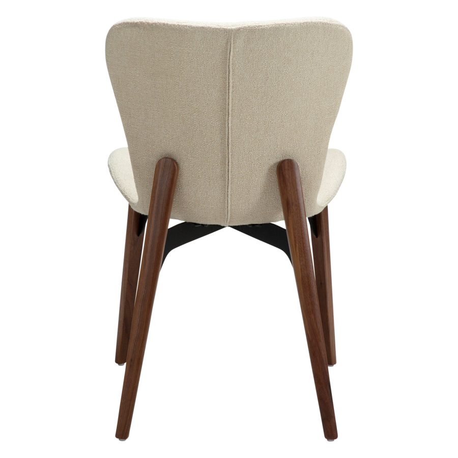 DANFORM Paragon Esszimmerstuhl - matter Mandel-Bouclé-Stoff mit Glitzer und Walnuss-Eschenholz