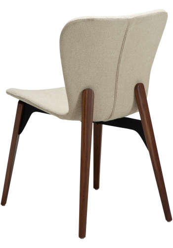 DANFORM Paragon Esszimmerstuhl - matter Mandel-Bouclé-Stoff mit Glitzer und Walnuss-Eschenholz