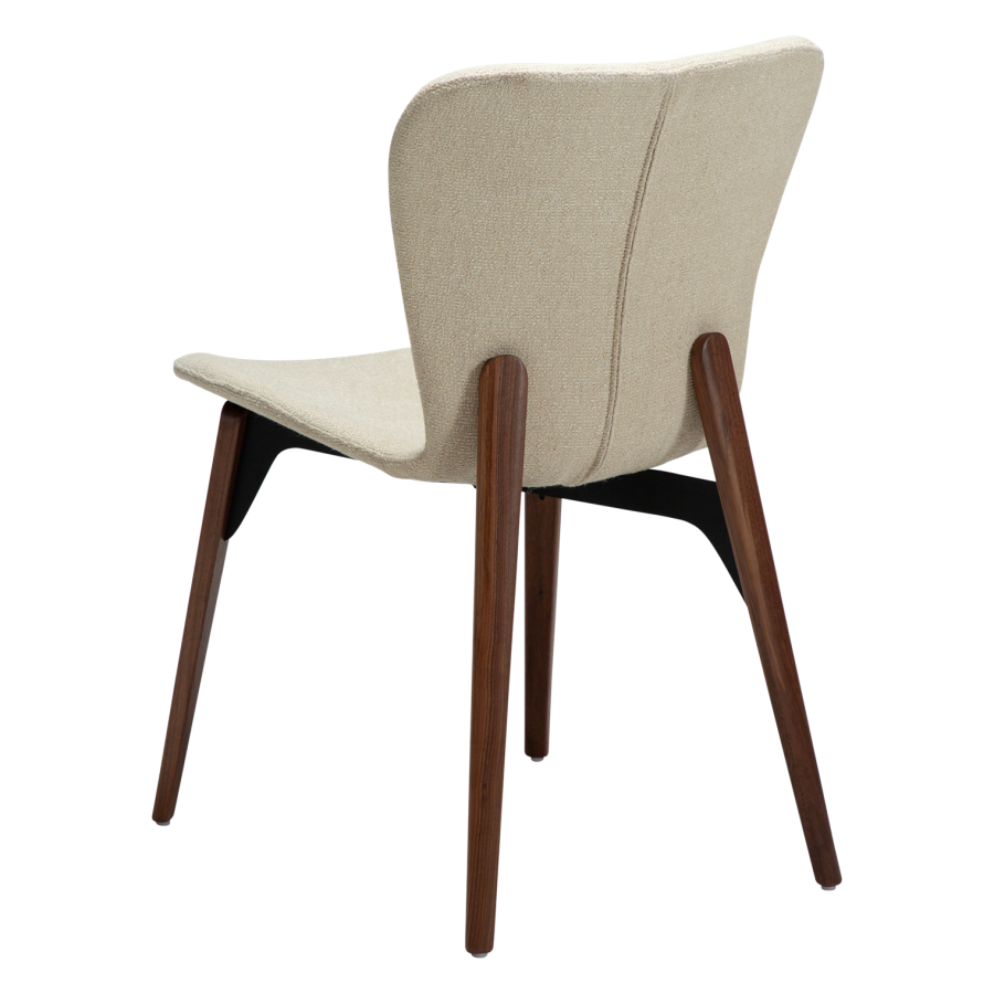 DANFORM Paragon Esszimmerstuhl - matter Mandel-Bouclé-Stoff mit Glitzer und Walnuss-Eschenholz