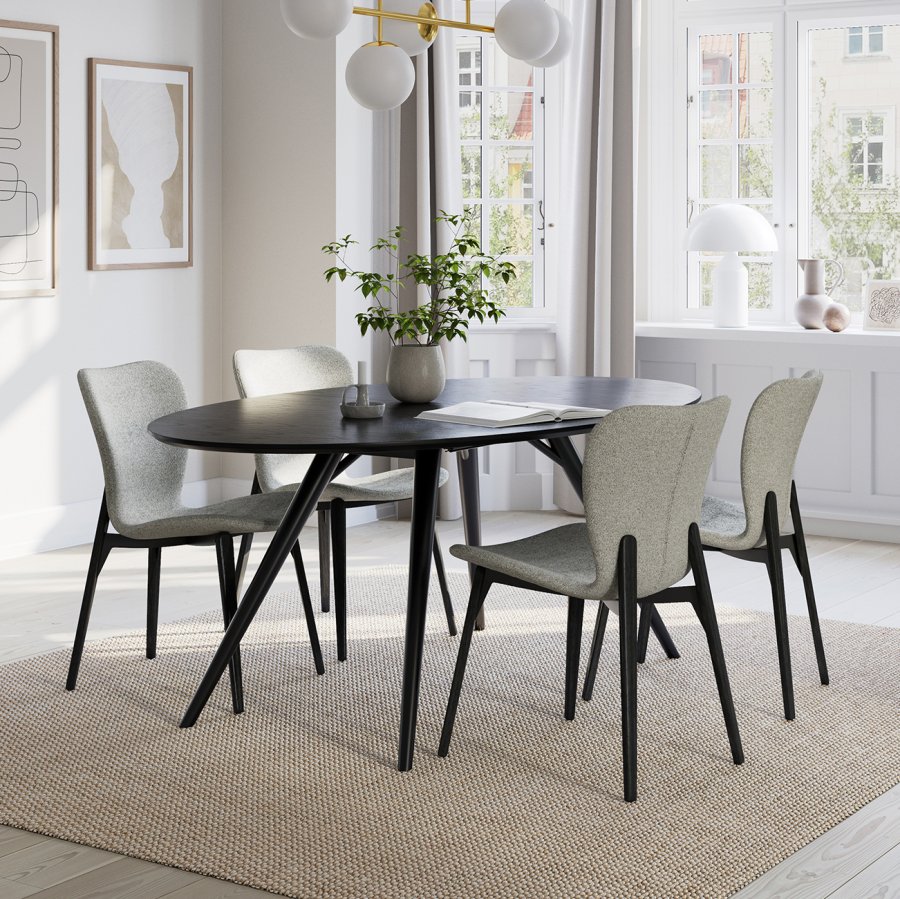 DAN-FORM PARAGON Stol Pebble Earth boucl-stoff med ben av svartbeiset ask