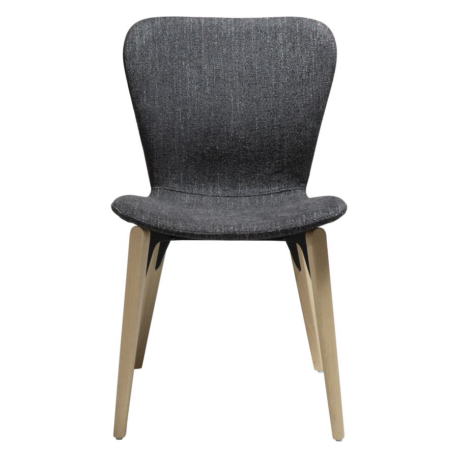 DAN-FORM PARAGON Stol Ravn svart bouclstoff med hvitkalkede eikeben