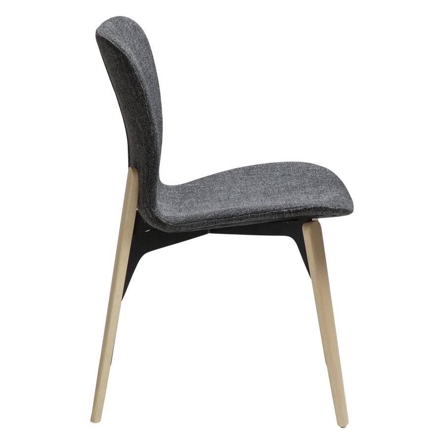 DAN-FORM PARAGON Stol Ravn svart bouclstoff med hvitkalkede eikeben