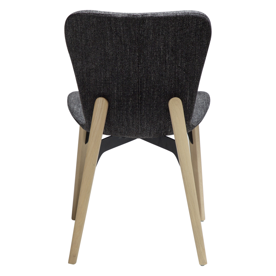 DAN-FORM PARAGON Stol Ravn svart bouclstoff med hvitkalkede eikeben