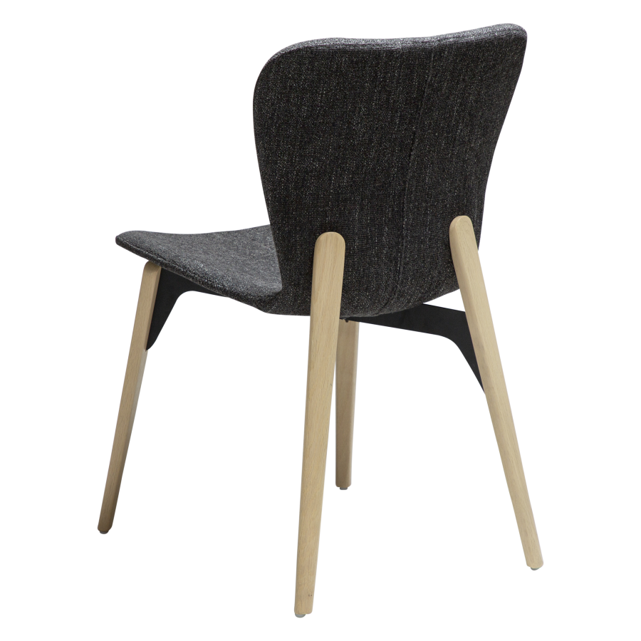 DAN-FORM PARAGON Stol Ravn svart bouclstoff med hvitkalkede eikeben