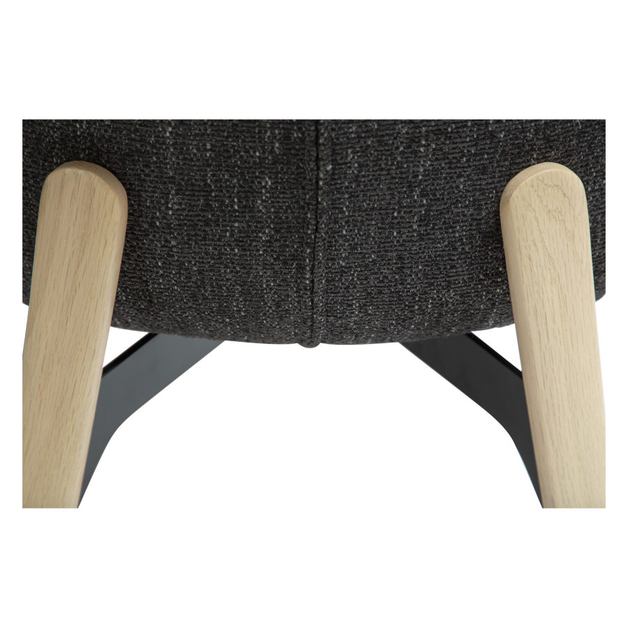 DAN-FORM PARAGON Stol Ravn svart bouclstoff med hvitkalkede eikeben