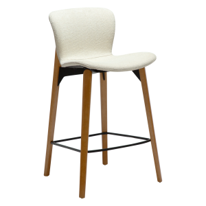 DANFORM Paragon counterstol, m. rygln og fodsttte - benhvid bouclstof og brun asketr