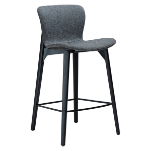 DAN-FORM Paragon bänkstol, med ryggstöd och fotstöd - grtt bouclétyg och svart ask