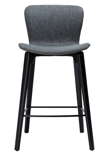 DAN-FORM Paragon counterstol, med ryggsttte og fotsttte - grtt boucléstoff og svart ask
