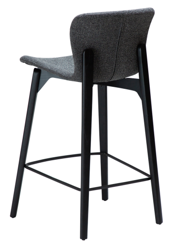 DAN-FORM Paragon counterstol, med ryggsttte og fotsttte - grtt boucléstoff og svart ask