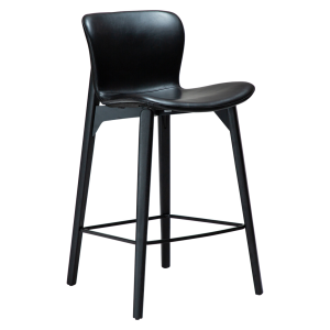 DAN-FORM Paragon bänkstol, med ryggstöd och fotstöd - vintage svart konstläder och svart ask.