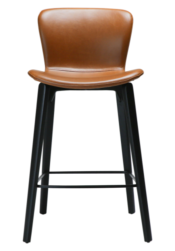 DAN-FORM Paragon counterstol, med ryggsttte og fotsttte - vintage lysebrunt kunstskinn og svart asketre