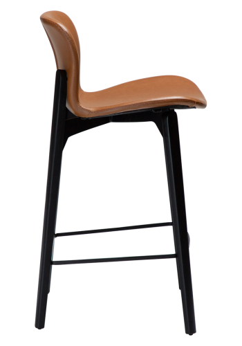 DAN-FORM Paragon counterstol, med ryggsttte og fotsttte - vintage lysebrunt kunstskinn og svart asketre