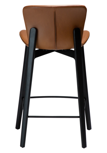 DAN-FORM Paragon counterstol, med ryggsttte og fotsttte - vintage lysebrunt kunstskinn og svart asketre