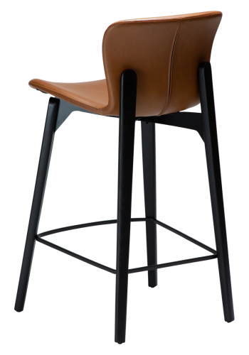 DAN-FORM Paragon counterstol, med ryggsttte og fotsttte - vintage lysebrunt kunstskinn og svart asketre