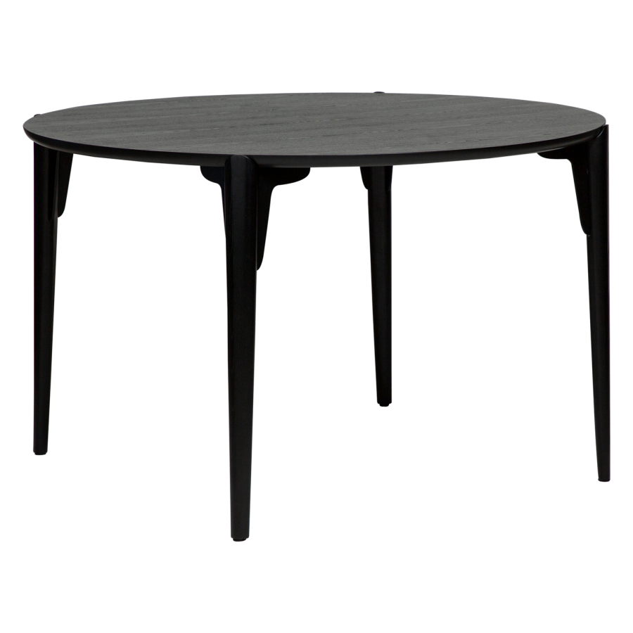 DANFORM Paragon Esstisch, rund – schwarz gebeiztes Eschenfurnier und schwarz gebeiztes Eschenholz (122)