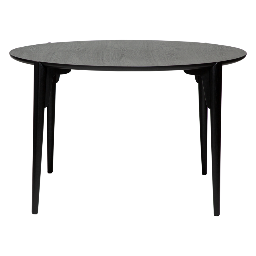 DANFORM Paragon Esstisch, rund – schwarz gebeiztes Eschenfurnier und schwarz gebeiztes Eschenholz (122)