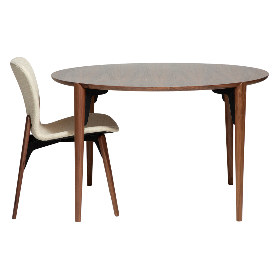 DANFORM Paragon Esstisch, rund – braunes Walnussfurnier und braune Walnuss (122)