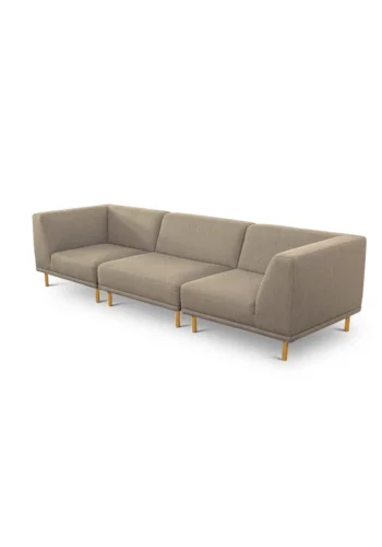 Paris 3-pers. sofa (tre moduler) - latte polyester stof og natur egetr