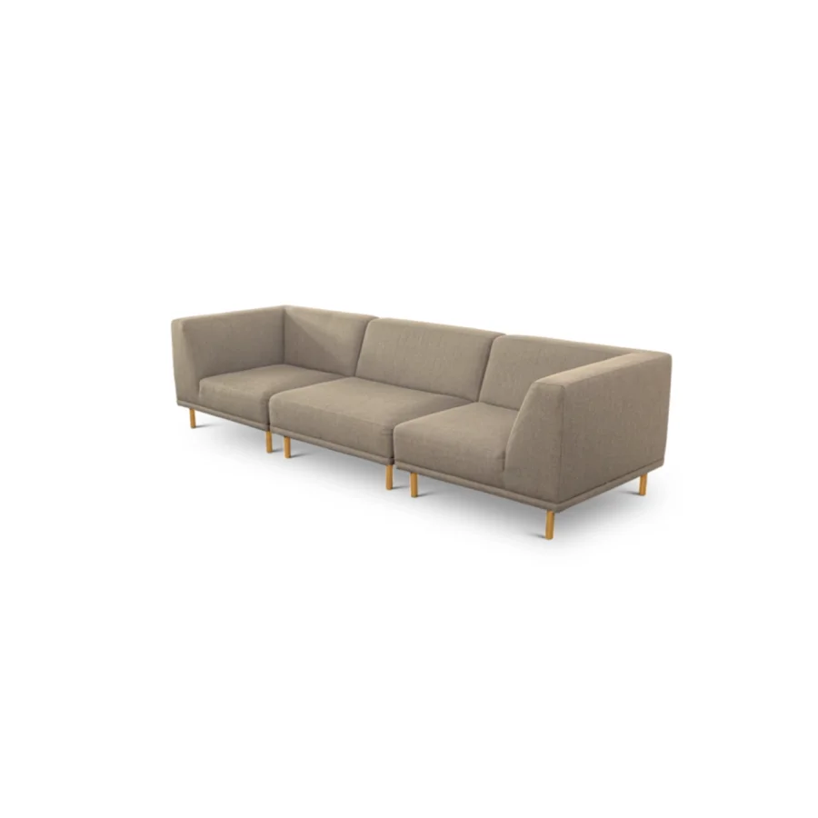 Paris 3-pers. sofa (tre moduler) - latte polyester stof og natur egetr