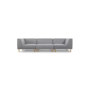 Paris 3-pers. sofa (tre moduler) - lysegr polyester stof og natur egetr
