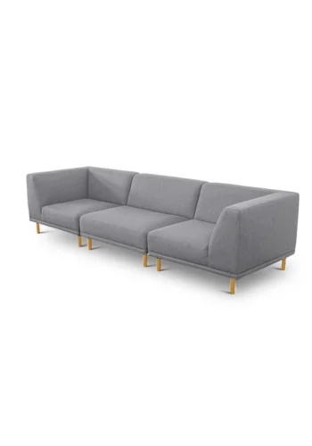 Paris 3-pers. sofa (tre moduler) - lysegr polyester stof og natur egetr