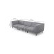 Paris 3-pers. sofa (tre moduler) - lysegr polyester stof og natur egetr