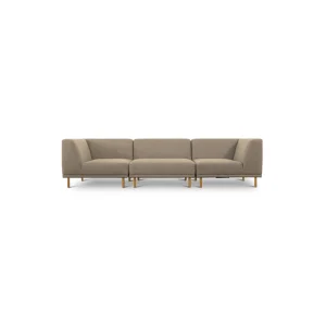 Paris 3-pers. sofa (tre moduler) - latte polyester stof og natur egetr
