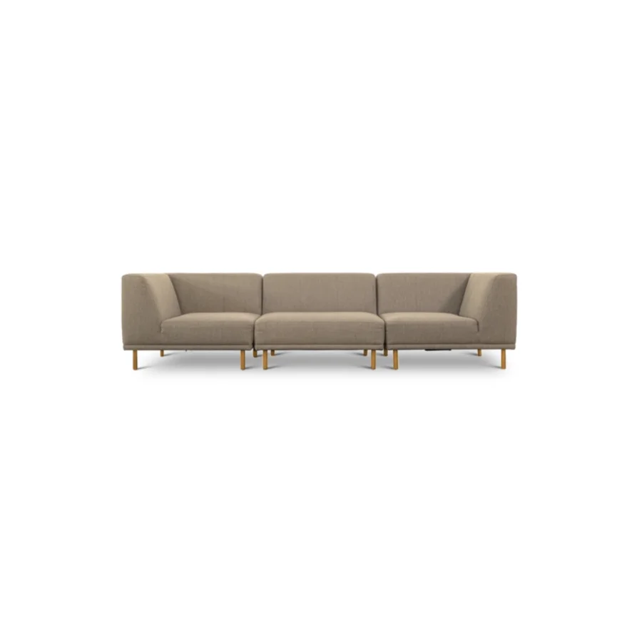Paris 3-pers. sofa (tre moduler) - latte polyester stof og natur egetr