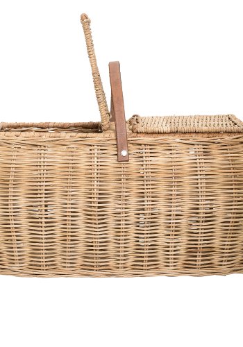 BLOOMINGVILLE Gor Korb mit Deckel, Natur, Rattan, L44xH26xB26 cm