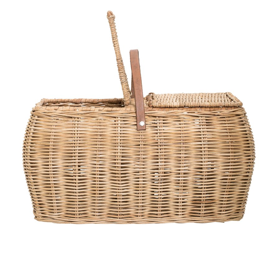 BLOOMINGVILLE Gor Korb mit Deckel, Natur, Rattan, L44xH26xB26 cm
