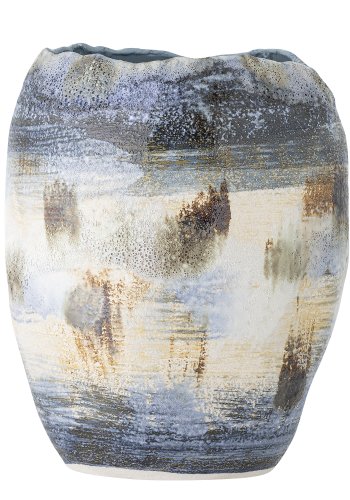 BLOOMINGVILLE Nienna Vase – blaues, weißes und braunes Steingut