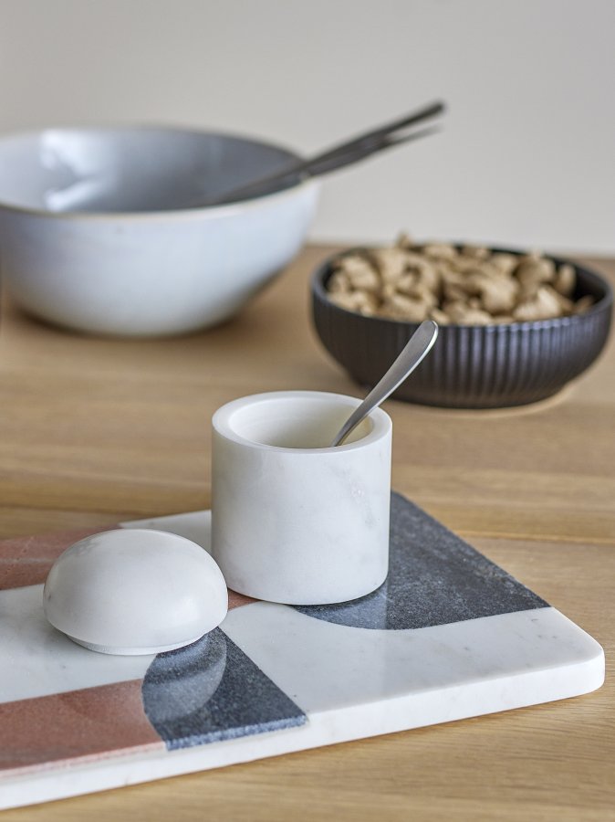 BLOOMINGVILLE Lira-krukke med lokk, hvit, marmor