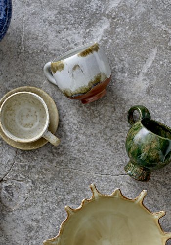 BLOOMINGVILLE Jadekopp, Natur, Steinty (D9,5xH8,5 cm, Sett med 4)