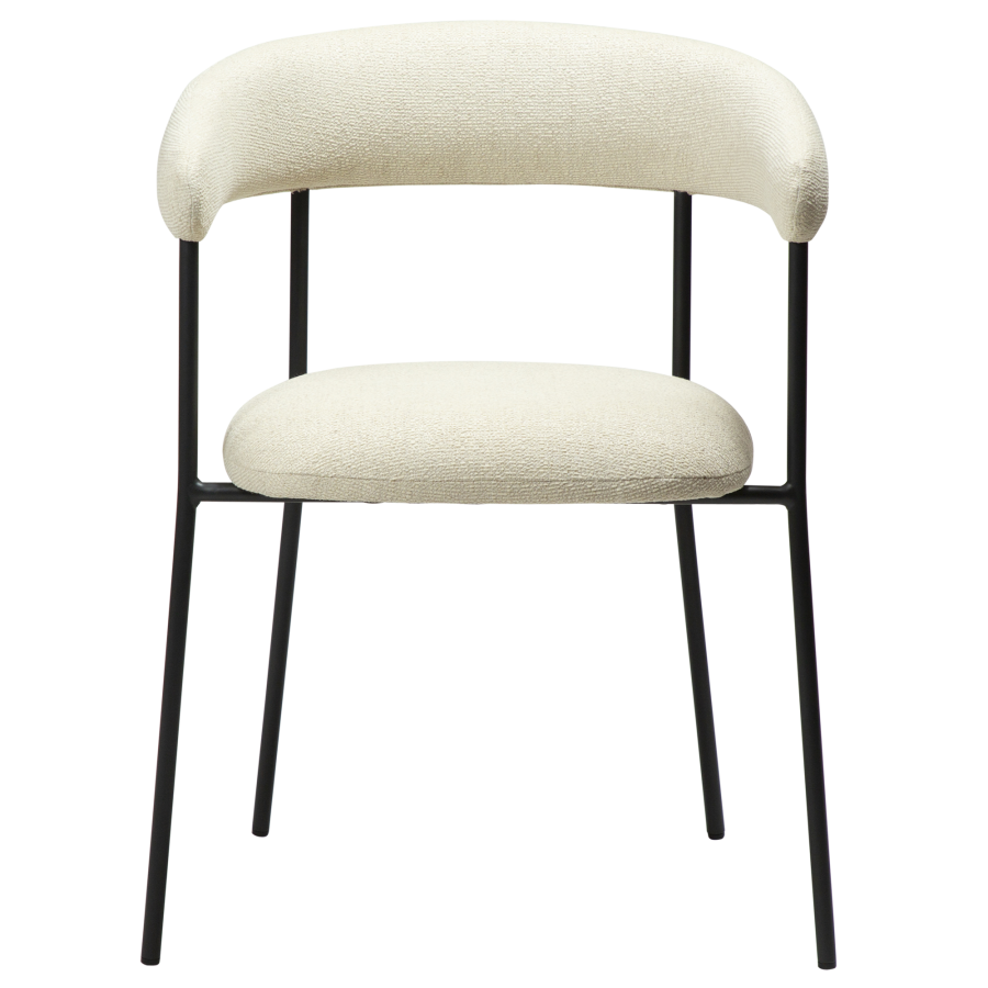 DAN-FORM Plenti Sessel - cremefarbener Bouclé-Stoff und schwarzer Stahl