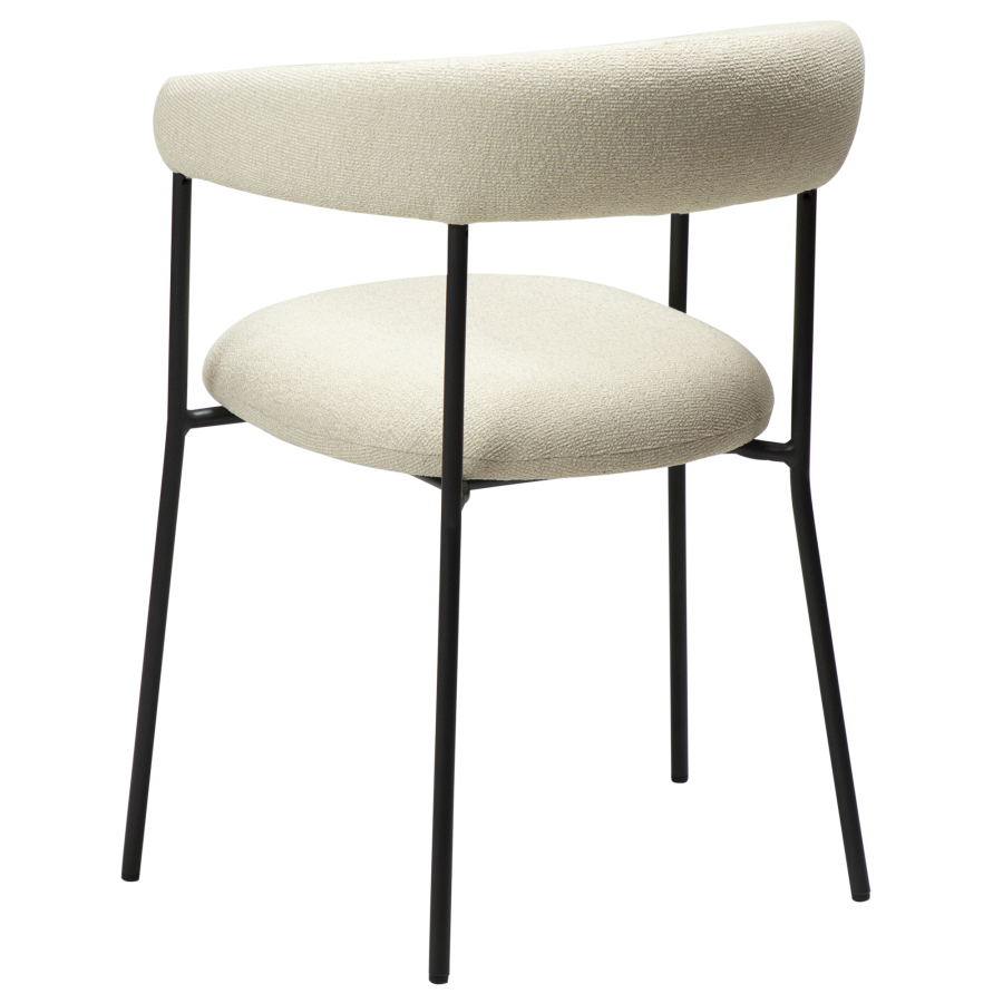 DAN-FORM Plenti Sessel - cremefarbener Bouclé-Stoff und schwarzer Stahl