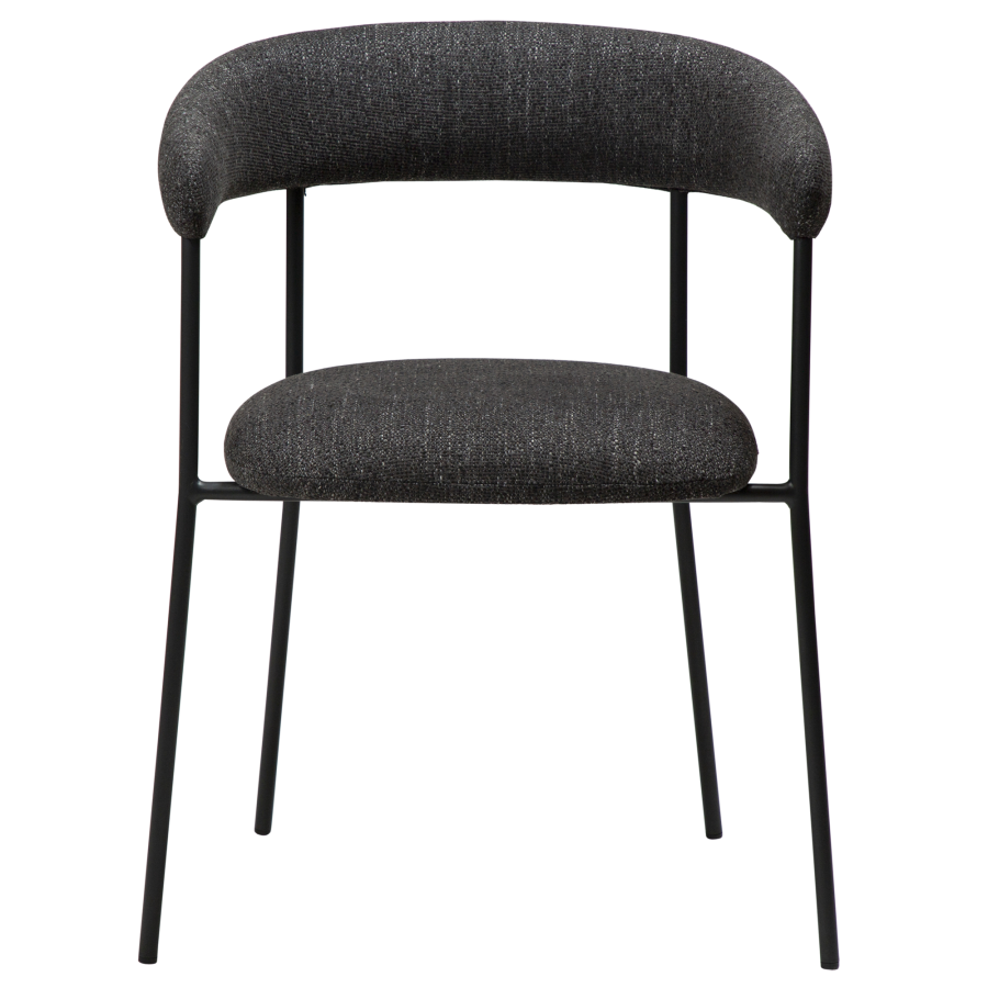 DAN-FORM Plenti Sessel - schwarzer Bouclé-Stoff und schwarzer Stahl