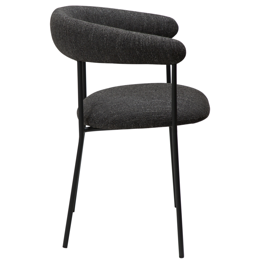 DAN-FORM Plenti Sessel - schwarzer Bouclé-Stoff und schwarzer Stahl