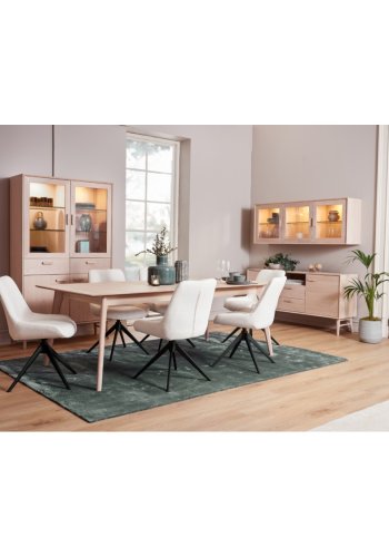 Porto Kleines Sideboard, m. 2 Türen, 2 Regalen, 2 Schubladen, 1 Fach - weiß geöltes Eichenfurnier und Holz (160x42)