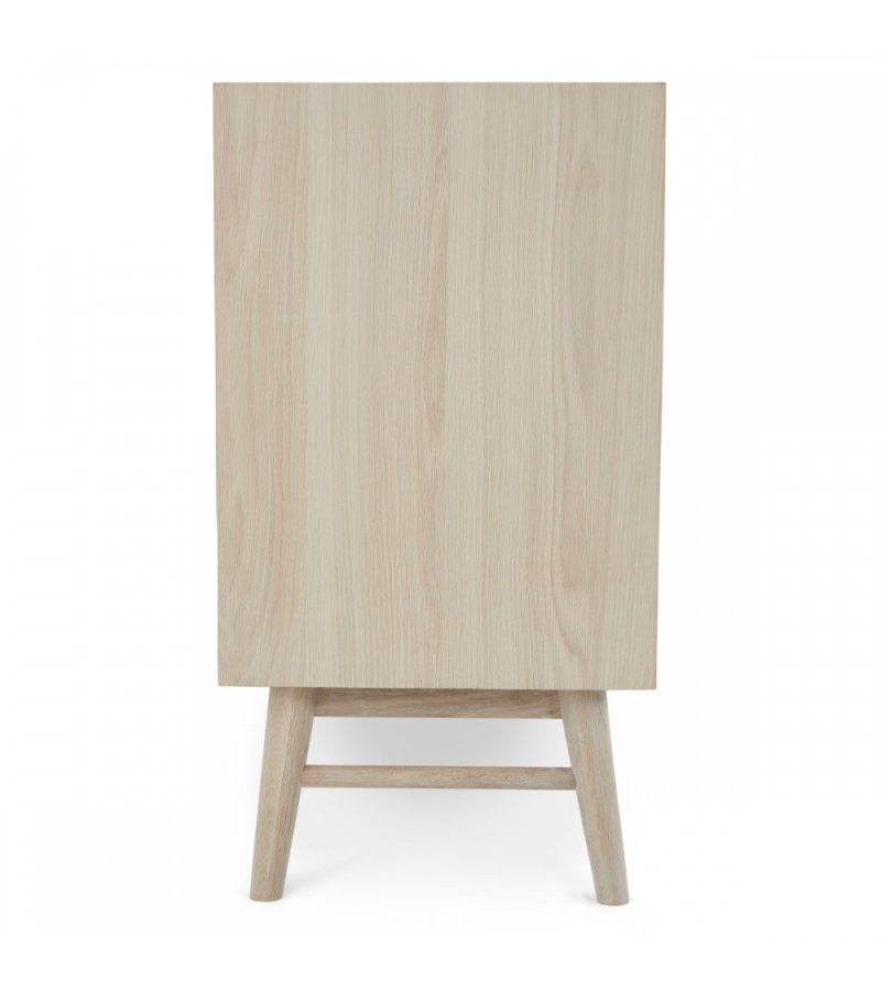 Porto Kleines Sideboard, m. 2 Türen, 2 Regalen, 2 Schubladen, 1 Fach - weiß geöltes Eichenfurnier und Holz (160x42)