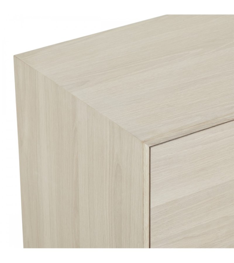 Porto Kleines Sideboard, m. 2 Türen, 2 Regalen, 2 Schubladen, 1 Fach - weiß geöltes Eichenfurnier und Holz (160x42)