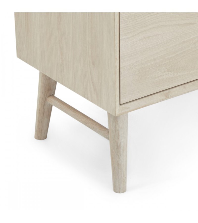 Porto Kleines Sideboard, m. 2 Türen, 2 Regalen, 2 Schubladen, 1 Fach - weiß geöltes Eichenfurnier und Holz (160x42)