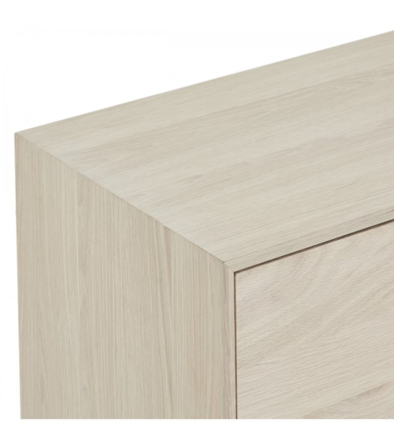 Porto Stor skjenk, m. 3 drer, 3 hyller, 2 skuffer, 1 rom - hvitoljet eikefiner og tre (212x42)